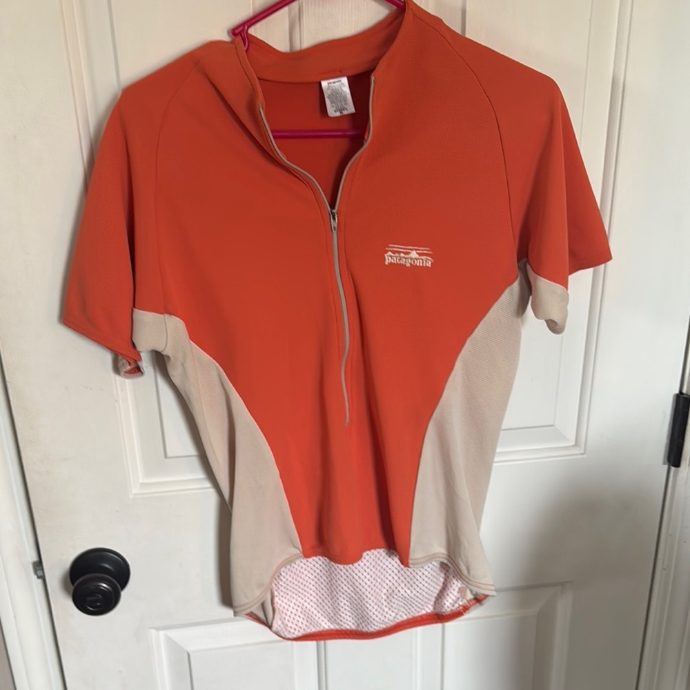 Patagonia Orange and Beige Cycling Jersey